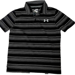 Under Armour Boy’s Golf Shirt, Youth Small, Thin Vertical Stripes
